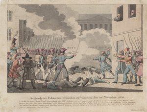 A lengyel forradalom kitörése Varsóban 1830 novemberében alkotó: Georg Benedikt Wunder