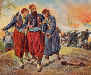 Turkos fogságba esett Wörth közelében, 1870. augusztus 6. (nagyított színes litográfia) alkotó: Georg Bleibtreu