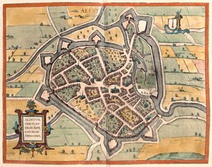 Aalst, Belgium - Georg Braun "Civitates Orbis Terrarum" című művében, Köln 1617. alkotó: Georg Braun