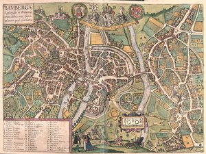 Bambergen, Németország - Georg Braun "Civitates Orbis Terrarum" című művében, Köln 1617. alkotó: Georg Braun