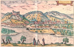 Pozsony, Szlovákia - Georg Braun "Civitates Orbis Terrarum" című művében, Köln 1617. alkotó: Georg Braun