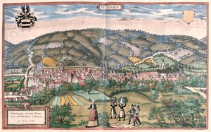 Budingen, Németország - Georg Braun "Civitates Orbis Terrarum" című művében, Köln 1617. alkotó: Georg Braun