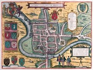 Chester - Nagy-Britannia, Georg Braun "Civitates Orbis Terrarum" című művében, Köln 1617. alkotó: Georg Braun