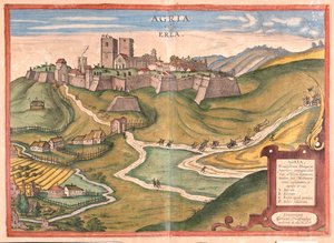 Eger, Magyarország - Georg Braun "Civitates Orbis Terrarum" című művében, Köln 1617. alkotó: Georg Braun