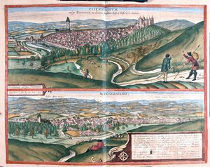 Eisenstadtt, Németország - Mannersdorf ,Ausztria - Georg Braun "Civitates Orbis Terrarum" című művében, Köln 1617. alkotó: Georg Braun