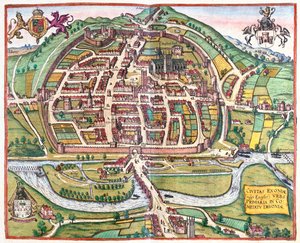 Exter, Anglia - Georg Braun "Civitates Orbis Terrarum" című művében, Köln 1617. alkotó: Georg Braun