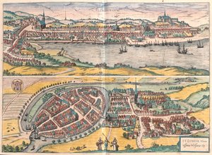 Flensburg - Itzehoe, Németország - Georg Braun "Civitates Orbis Terrarum" című művében, Köln, 1617. alkotó: Georg Braun