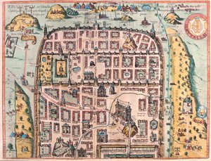 Jeruzsálem, Izrael - Georg Braun "Civitates Orbis Terrarum" című művében, Köln 1617. alkotó: Georg Braun