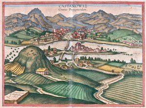 Kostajnica, Horvátország - Georg Braun, Köln 1617, "Civitates Orbis Terrarum" című művében. alkotó: Georg Braun