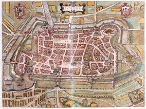 Luneburg, Németország - Georg Braun "Civitates Orbis Terrarum" című művében, Köln 1617. alkotó: Georg Braun