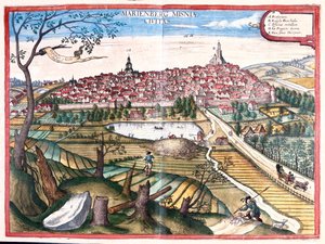 Marienberg, Németország - Georg Braun "Civitates Orbis Terrarum" című művében, Köln 1617. alkotó: Georg Braun