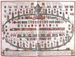 Mons , Belgium - Georg Braun "Civitates Orbis Terrarum" című művében, Köln, 1617.