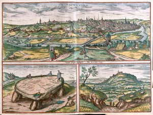 Montpellier, Tours és Poitiers, Franciaország - Georg Braun "Civitates Orbis Terrarum" című művében, Köln 1617. alkotó: Georg Braun