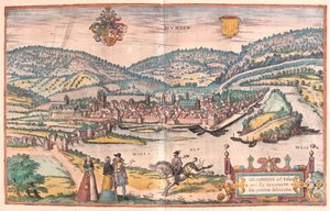 Munden, Hanoversch, Németország - Georg Braun "Civitates Orbis Terrarum" című művében, Köln 1617. alkotó: Georg Braun