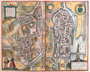 Nevers, Franciaország, Georg Braun "Civitates Orbis Terrarum" című művében, Köln 1617. alkotó: Georg Braun