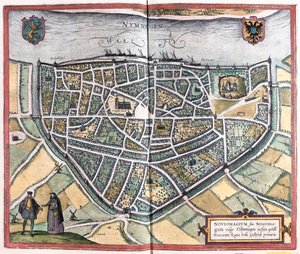 Nijmegen - Hollandia, Georg Braun "Civitates Orbis Terrarum" című művében, Köln 1617. alkotó: Georg Braun