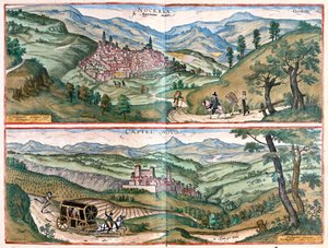Nocera Umbra - Castelnuovo di Porto, Olaszország - Georg Braun "Civitates Orbis Terrarum" című művében, Köln, 1617. alkotó: Georg Braun