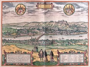 Passau, Németország - Georg Braun "Civitates Orbis Terrarum" című művében, Köln 1617. alkotó: Georg Braun