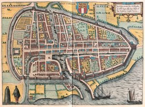 Rotterdam, Hollandia - Georg Braun "Civitates Orbis Terrarum" című művében, Köln 1617. alkotó: Georg Braun