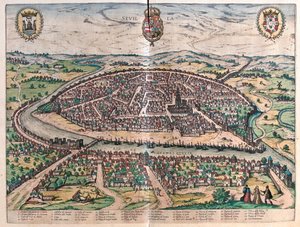 Sevilla, Spanyolország - Georg Braun "Civitates Orbis Terrarum" című művében, Köln 1617. alkotó: Georg Braun
