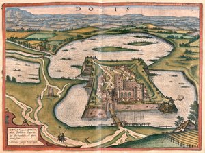 Tata, Magyarország - Georg Braun "Civitates Orbis Terrarum" című művében, Köln 1617. alkotó: Georg Braun
