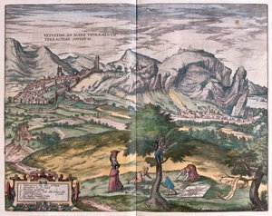 Terracina, Olaszország - Georg Braun "Civitates Orbis Terrarum" című művében, Köln 1617. alkotó: Georg Braun