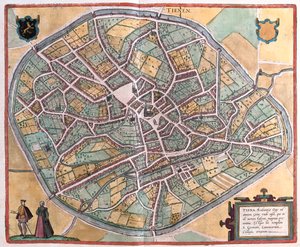Tienen, Belgium, Georg Braun "Civitates Orbis Terrarum" című művében, Köln 1617. alkotó: Georg Braun