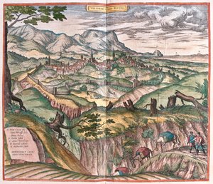 Velletri, Olaszország - Georg Braun "Civitates Orbis Terrarum" című művében, Köln 1617. alkotó: Georg Braun