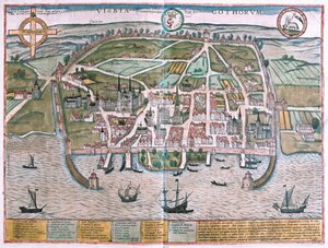 Visby, Gotland-sziget, Svédország - Georg Braun "Civitates Orbis Terrarum" című művében, Köln 1617. alkotó: Georg Braun