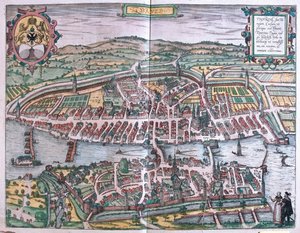 Zürich, Svájc - Georg Braun "Civitates Orbis Terrarum" című művében, Köln 1617. alkotó: Georg Braun