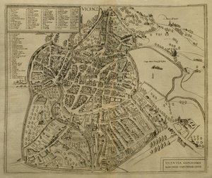 Vicenza térképe, a „Világ városai” illusztrációja, 1580 körül
