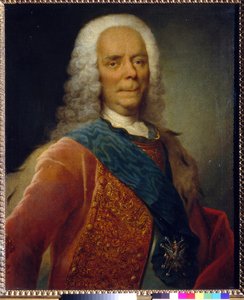 Vaszilij Vlagyimirovics Dolgorukov herceg portréja (1667-1746) - Georg Christoph Grooth (1716-1749) festménye, Olaj, vászon 1746 előtt - Állami Tretyakov Galéria, Moszkva 76x62,5 -