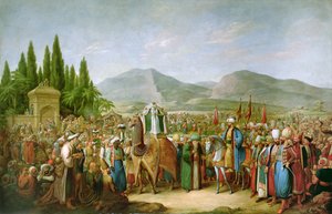Emir Bechir Shihab II, Libanon uralkodója, tisztelegve Ibrahim pasának, Szent Jean dAcre előtt 1831-ben