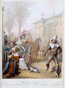 Mardi Gras a Boulevard des Italians Párizsban Illusztráció: George Emanuel Opitz (1775-1841) 19. századi Párizs, Musee Carnavalet alkotó: Georg Emanuel Opitz