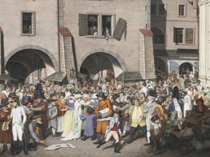 Nyüzsgő piactér, Prága, 1804