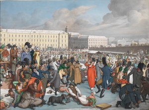 Korcsolyázás a Wiener Neustadt-csatorna befagyott kikötőjében, 1805.
