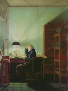 Olvasó lámpafénynél. 1814