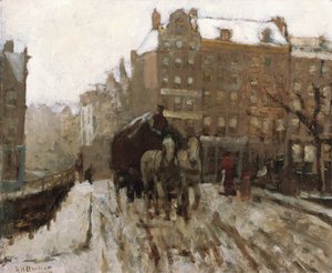 Híd a Singel-csatornán a Paleisstraat mellett, Amszterdam, 1895-1900 körül