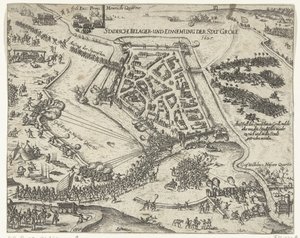 Frederik Hendrik Grol ostroma, 1627 Stadische belager- und einnemung der stat Groll. 1627 (cím a tárgyon) alkotó: Georg Keller