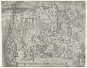 Tűzijáték 1595. június 23-án Brandenburg és Du... őrgróf Küstrinbe való belépésére, 1595. alkotó: Georg Keller