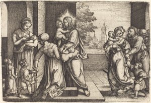 Krisztus gyerekekkel körülvéve alkotó: Georg Pencz