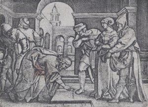 Krisztus és a házasságtörő asszony. alkotó: Georg Pencz
