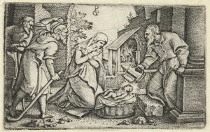 Születés és a pásztorok imádása Krisztus élete (sorozat címe) alkotó: Georg Pencz