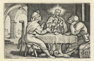 Étkezés Emmausban Krisztus élete (sorozat címe) alkotó: Georg Pencz