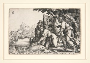 Tóbit és az angyal, pl. 5 A Tobit története című sorozatból alkotó: Georg Pencz