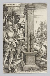 Titus Manlius jelen van fia kivégzésénél alkotó: Georg Pencz