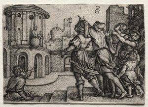 Virgil egy kosárban lóg alkotó: Georg Pencz