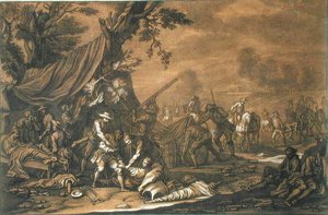 A sebesültek szállítása a csata után alkotó: Georg Philipp I (after) Rugendas