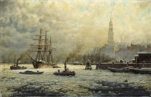 Hamburg kikötője, 1893 alkotó: Georg Schmitz