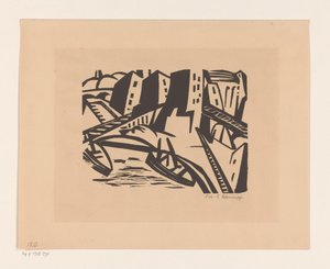Hajók egy rakparton a városban alkotó: Georg Schrimpf (signed by artist)